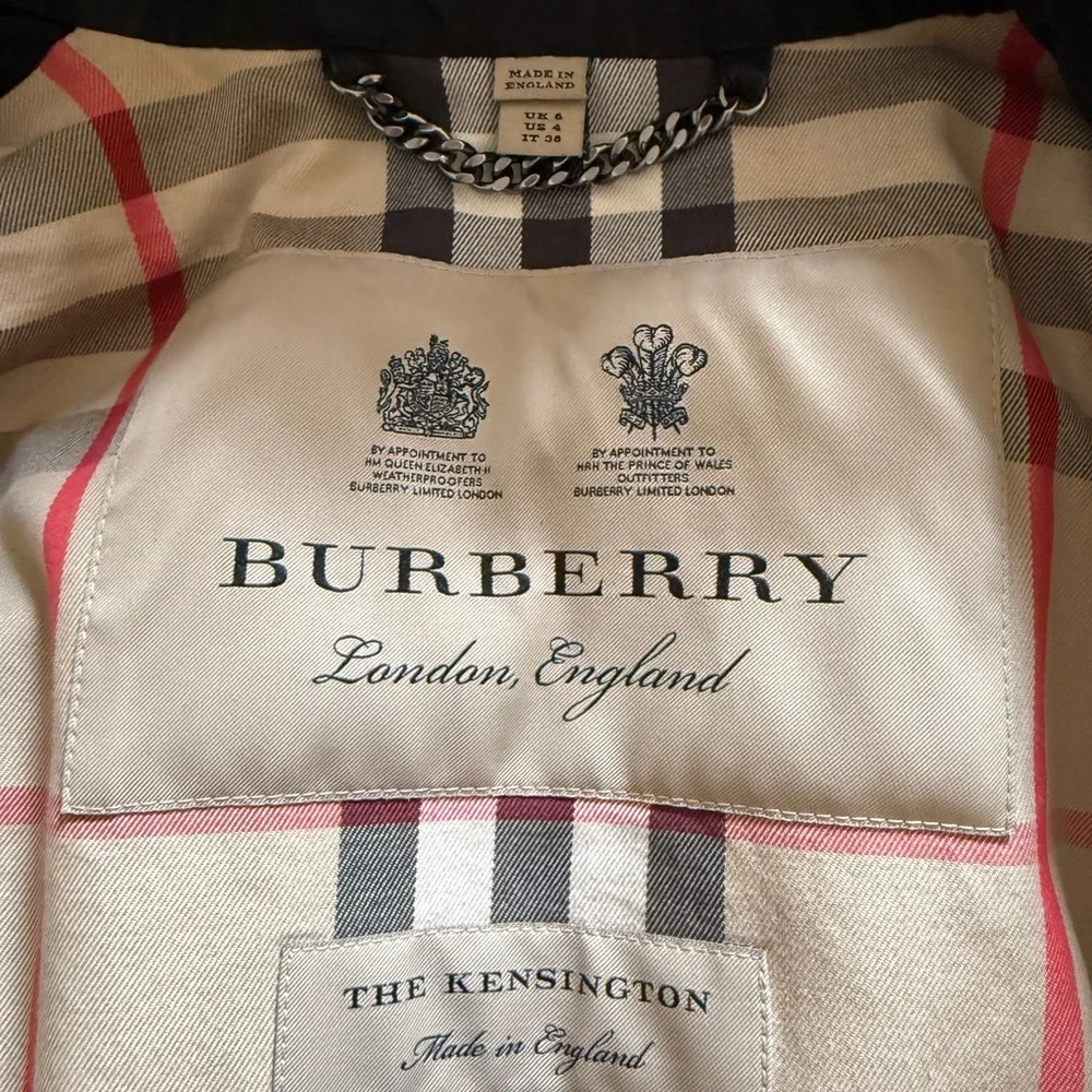 Burberry Kensington mid length trench coat black size 4 - Picture 4 of 9